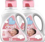 Dreft Stage 1: Newborn Hypoallergenic Baby Laundry Detergent Liquid Soap (HE), Natural for Baby, Newborn, or Infant, 46 Fl Oz, (Pack of 2)
